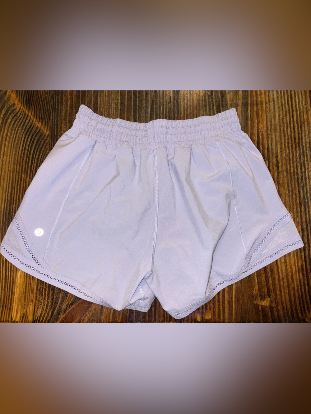 Lululemon Hotty Hot High-Rise Lined Shorts 4” Lavender Lace Trim Running Size 6